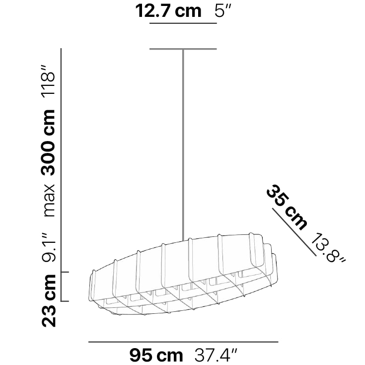 Ristikko P95 Pendant Suspension Dimensions