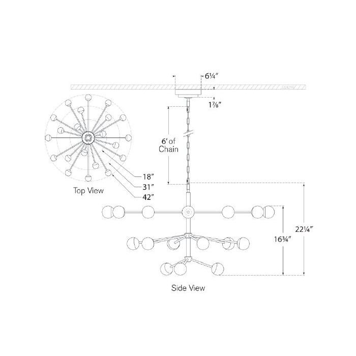 Alloway Large Chandelier Suspension Dimensions