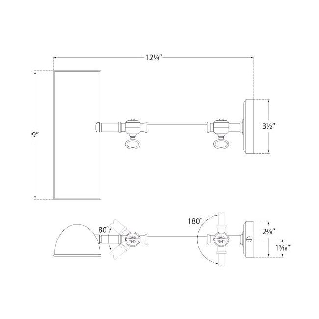 Anette 9in Picture Light Wall Dimensions