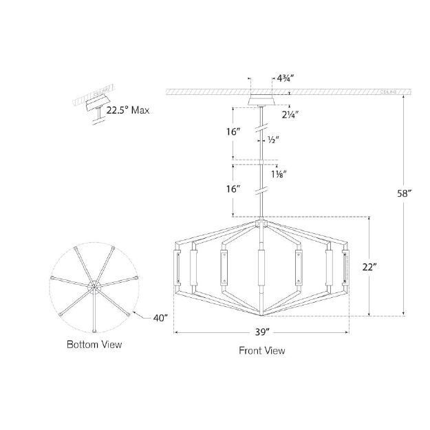 Appareil Low Profile Chandelier Suspension Dimensions