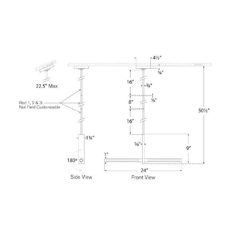 Axis 24in Linear Pendant Suspension Dimensions