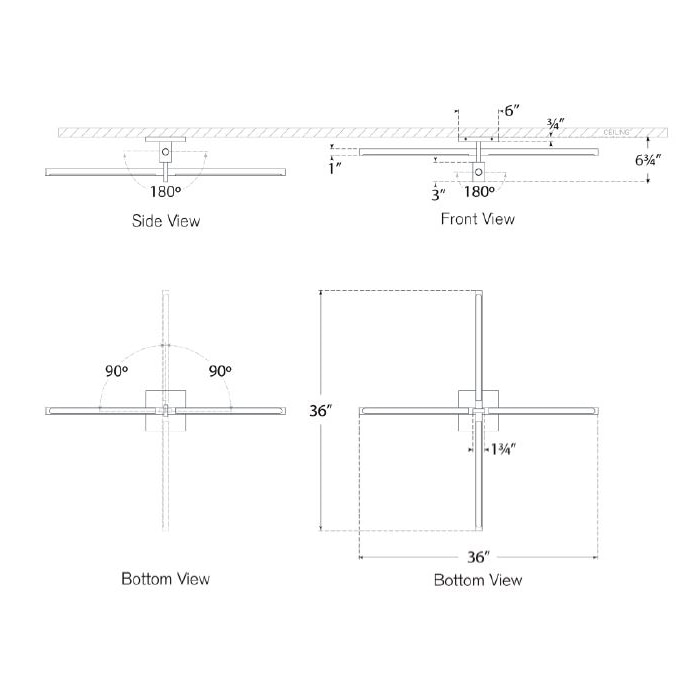 Axis 36in Flush Mount Ceiling Dimensions