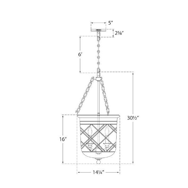 Cambridge Smoke Bell Lantern Suspension Dimensions