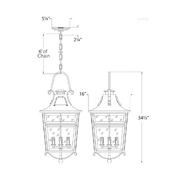 Carrington Lantern Outdoor Suspension Dimensions