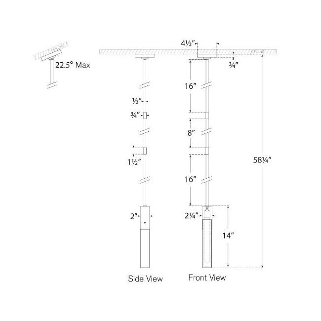 Covet Mini Pendant Suspension Dimensions