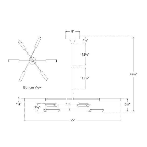 Daley Large Six Light Chandelier Suspension Dimensions