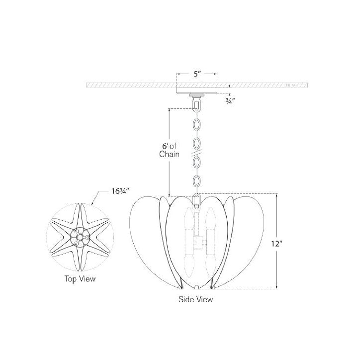 Danes Small Chandelier Suspension Dimensions