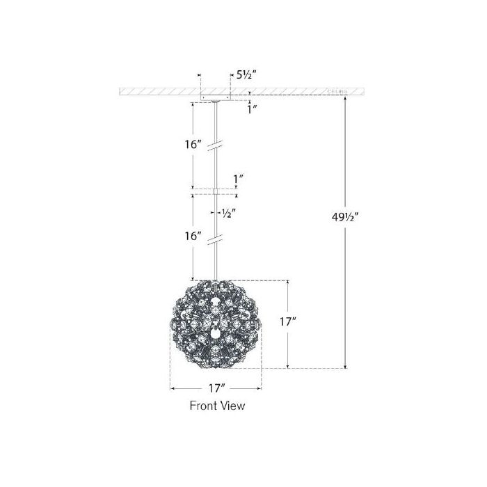 Dickinson Chandelier Suspension Dimensions