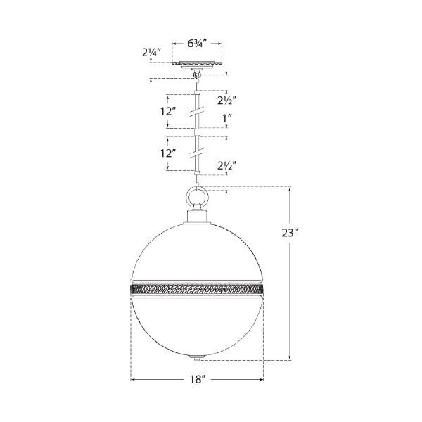 Hendricks Globe Pendant Suspension Dimensions
