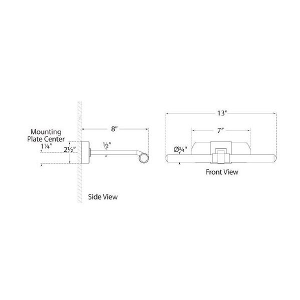 Langley 12in Picture Light Wall Dimensions