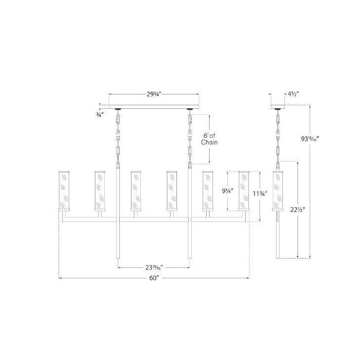 Liaison Large Linear Chandelier Suspension Dimensions