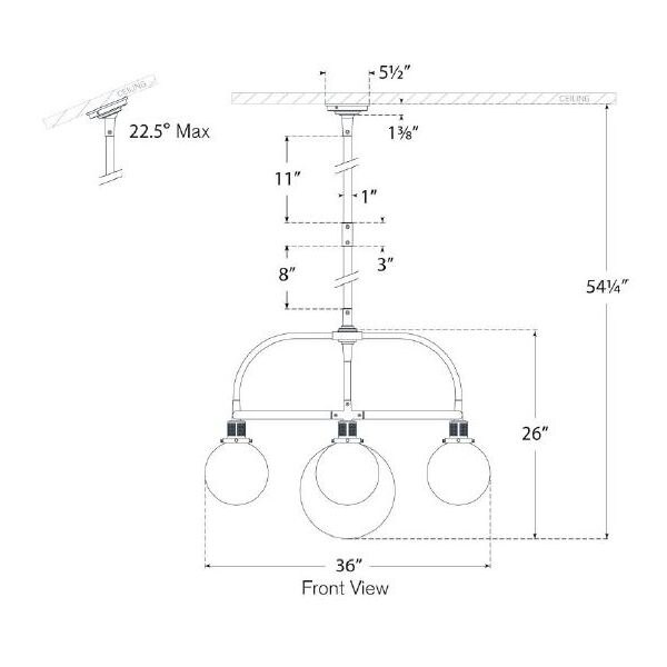 McCarren Single Tier Chandelier Suspension Dimensions