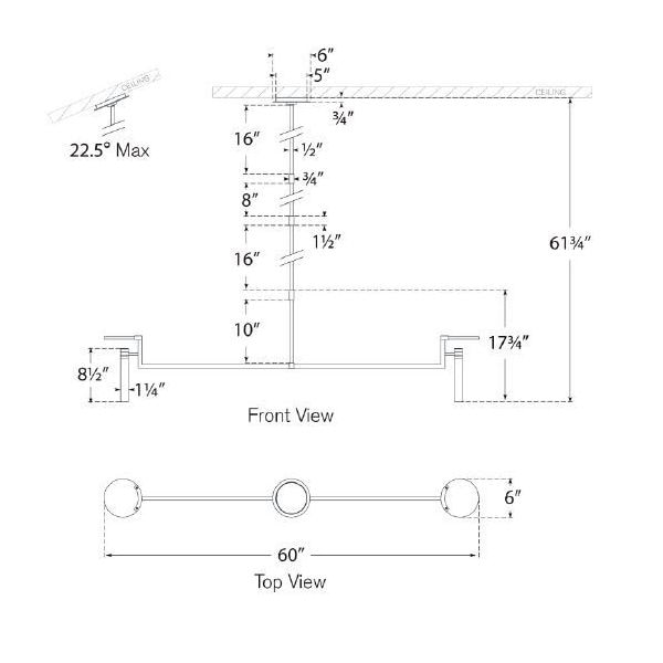 Melange Extra Large Floating Disc Linear Chandelier Suspension Dimensions