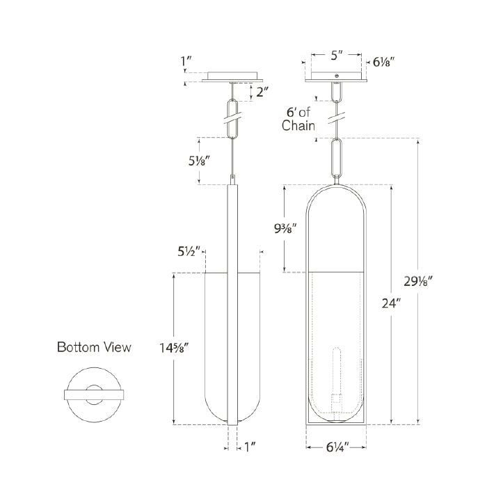 Melange Small Elongated Pendant Suspension Dimensions