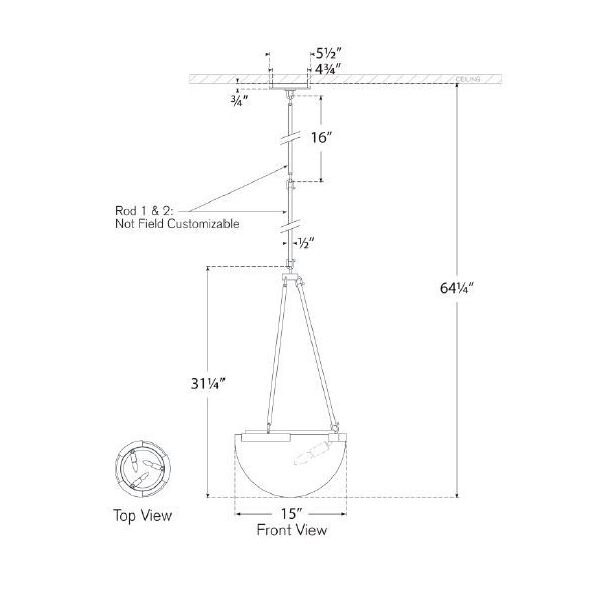 Melange Small Pendant Suspension Dimensions