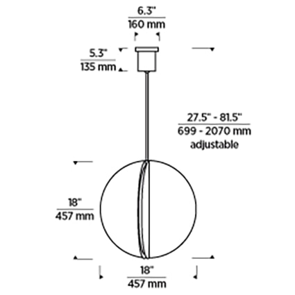 Bau Pendant Suspension Dimensions