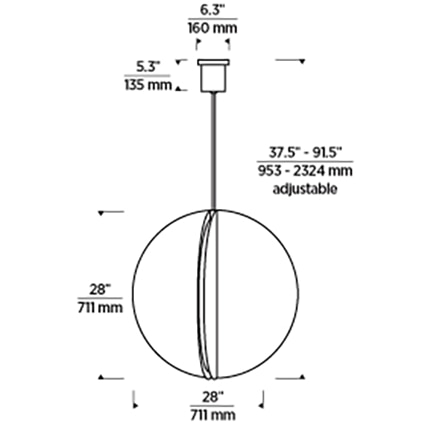Bau Pendant Suspension Dimensions