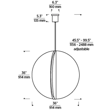 Bau Pendant Suspension Dimensions