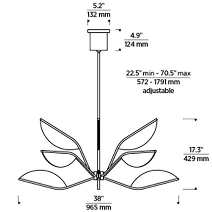 Belterra Chandelier Suspension Dimensions