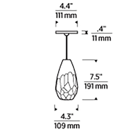 Briolette Pendant Suspension Dimensions