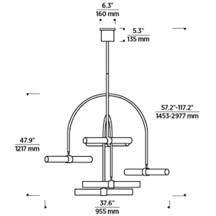 Calumn 6-Light Chandelier Suspension Dimensions
