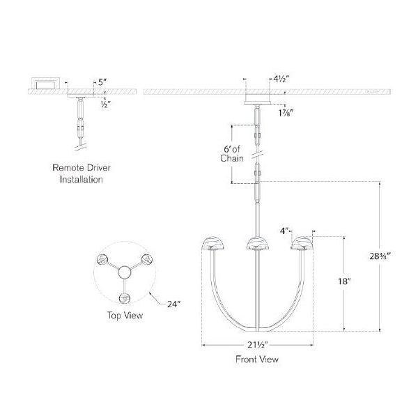 Pedra Medium Chandelier Suspension Dimensions