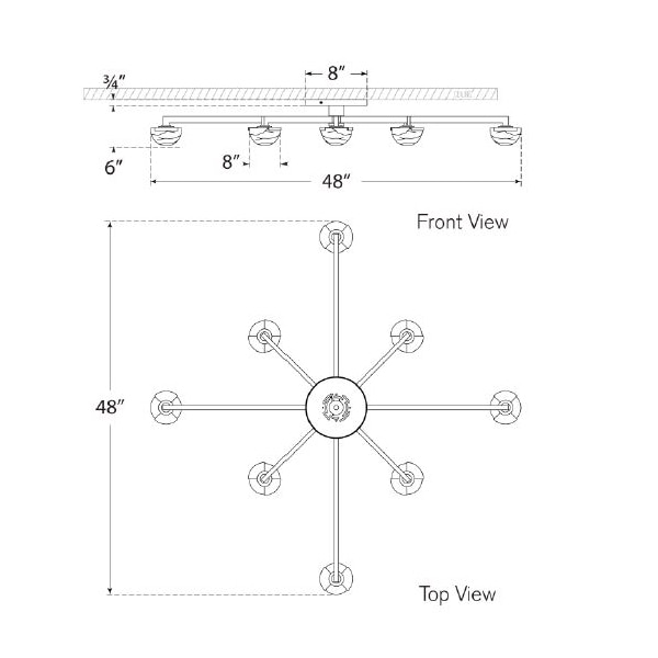 Pedra Staggered Arm Flush Mount Ceiling Dimensions