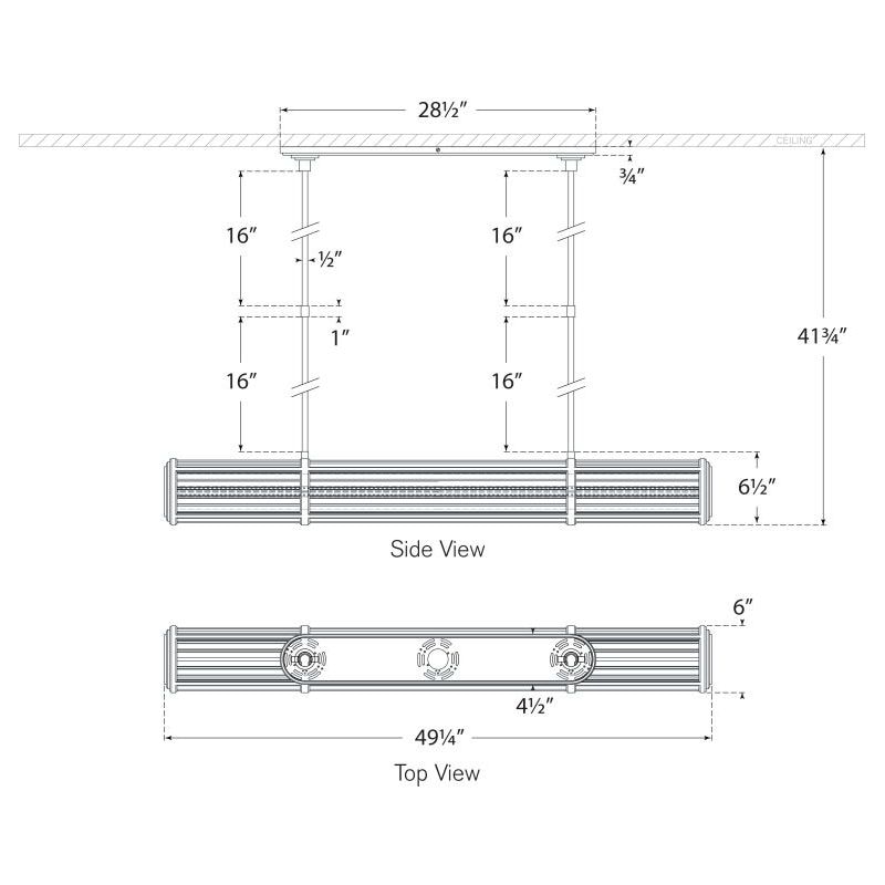 Perren Large Linear Chandelier Suspension Dimensions