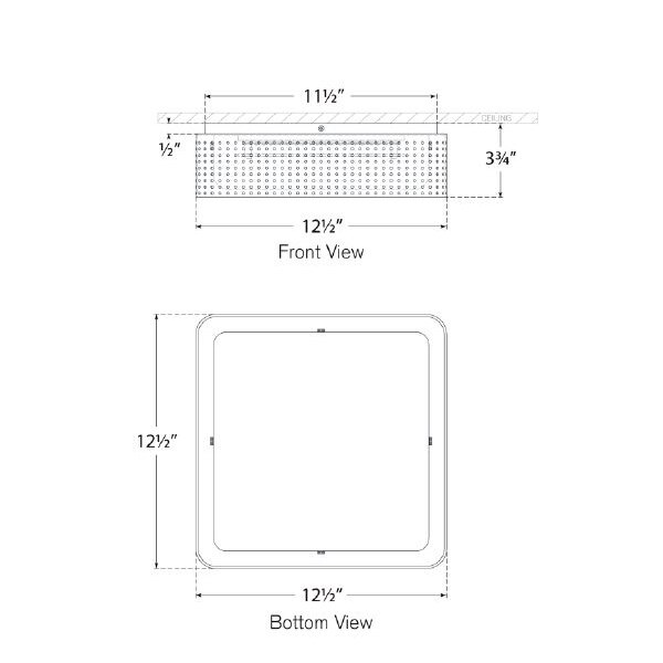 Precision 12.5in Square Flush Mount Ceiling Dimensions