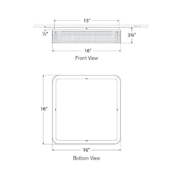 Precision Square Flush Mount Ceiling Dimensions