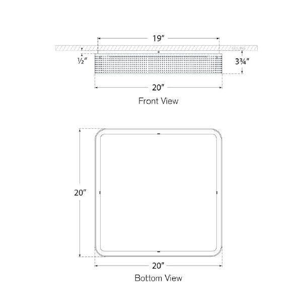 Precision Square Flush Mount Ceiling Dimensions