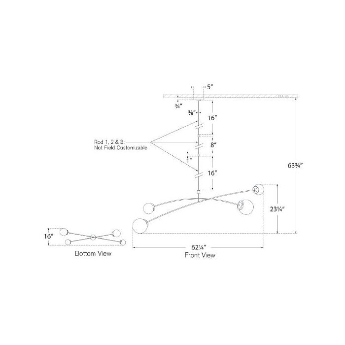 Prescott 69in Linear Chandelier Suspension Dimensions
