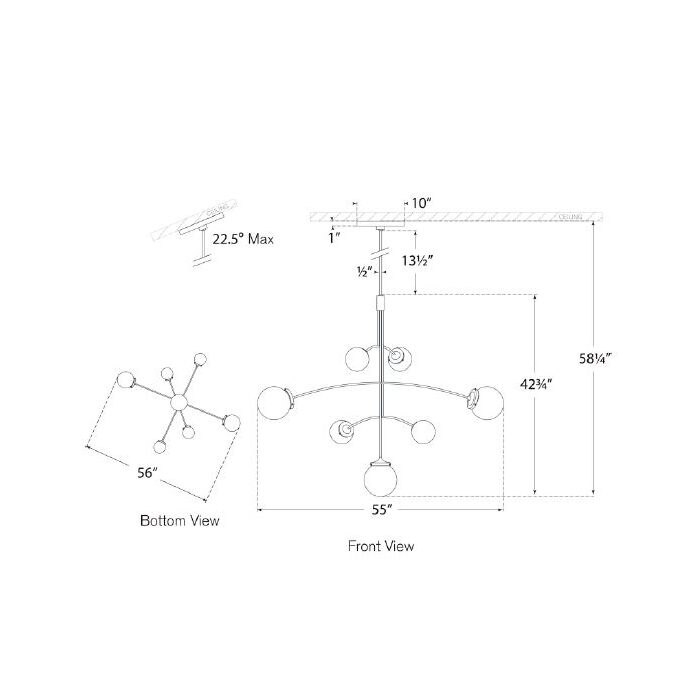 Prescott Large Mobile Chandelier Suspension Dimensions
