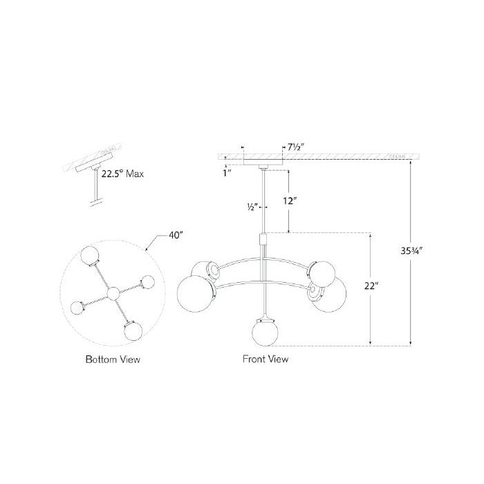 Prescott Medium Mobile Chandelier Suspension Dimensions