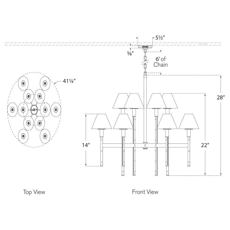 Radford Large Two Tier Chandelier Suspension Dimensions