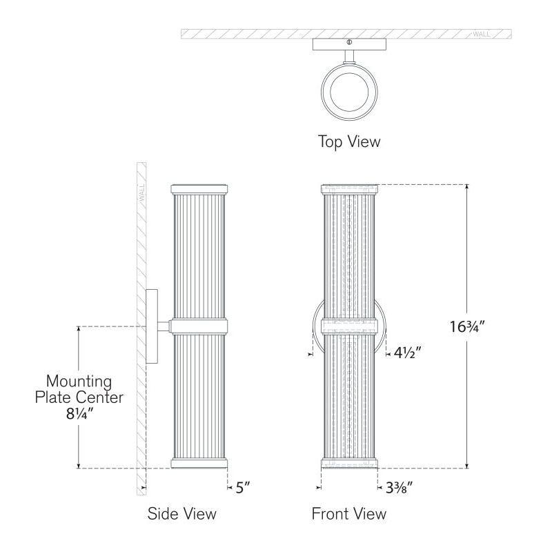 Ranier Double Bath Light Wall Dimensions
