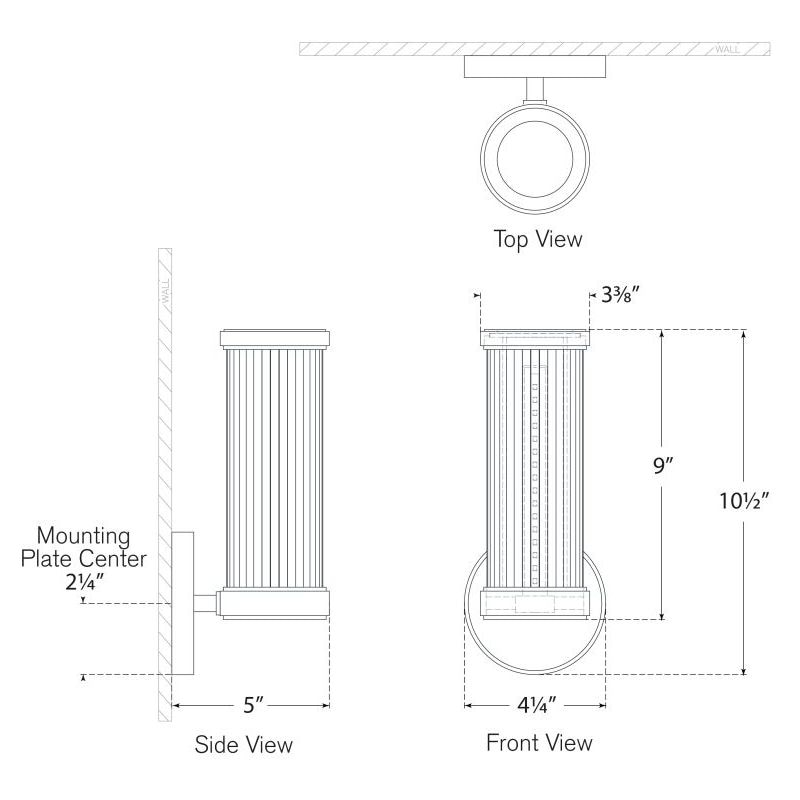 Ranier Single Bath Light Wall Dimensions