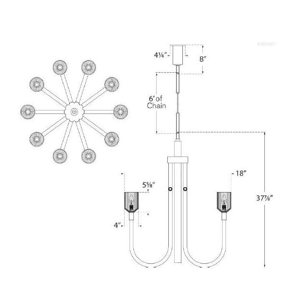 Reverie Medium Single Tier Chandelier Suspension Dimensions