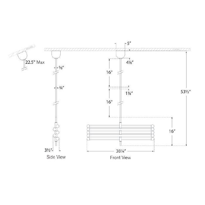 Rousseau Grande Ten Light Articulating Chandelier Suspension Dimensions