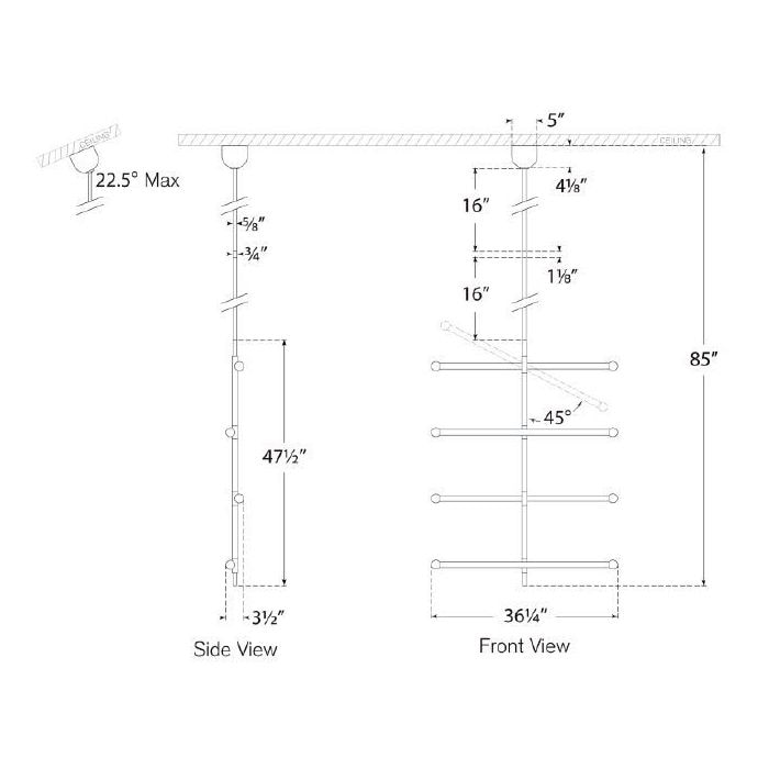 Rousseau Large Articulating Chandelier Suspension Dimensions