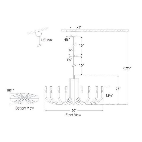 Rousseau Large Oval Chandelier Suspension Dimensions