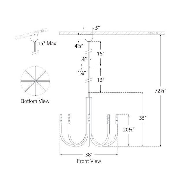 Rousseau Medium Chandelier Suspension Dimensions