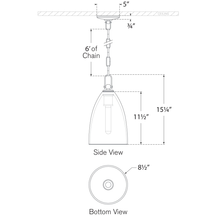 Andros Pendant Suspension Dimensions