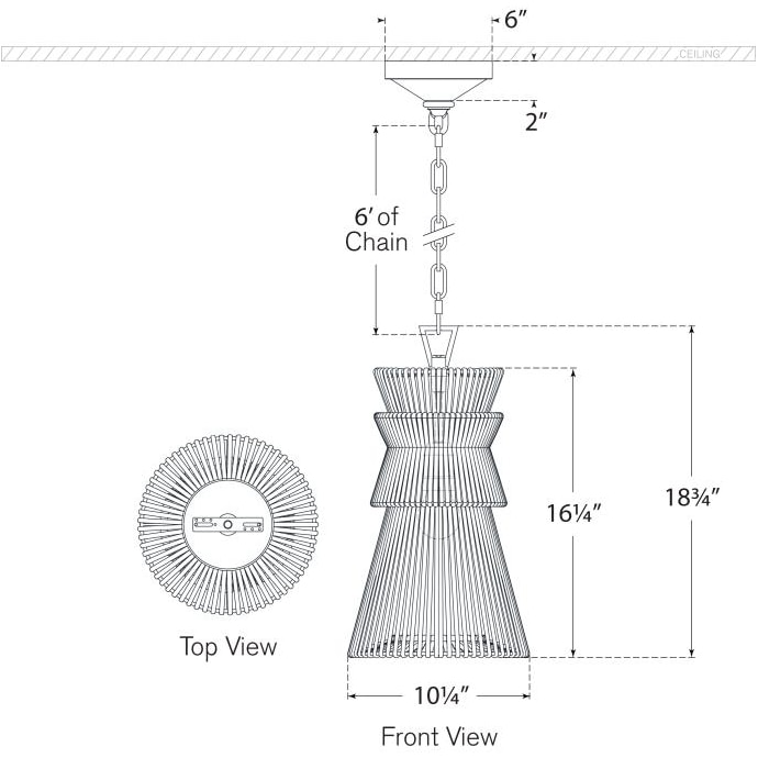 Antigua Pendant Suspension Dimensions
