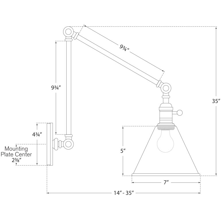 Boston Functional Double Arm Library Wall Dimensions