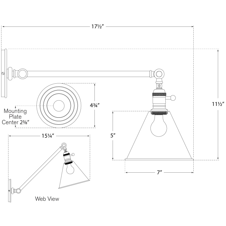 Boston Functional Single Arm Library Wall Dimensions
