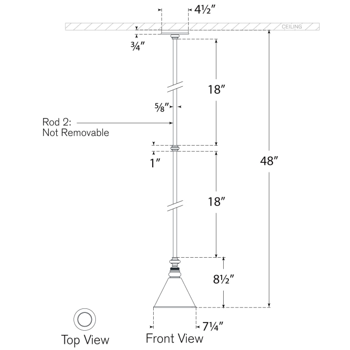 Boston Pendant Suspension With Slant Shade Dimensions