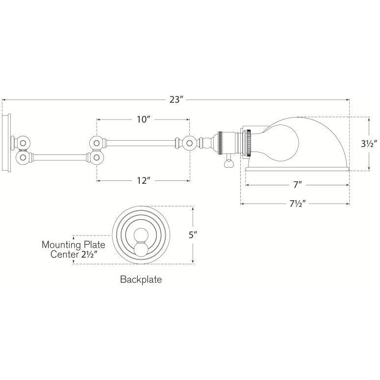 Boston Swing Arm Wall With Dome Shade Dimensions