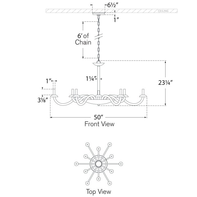 Brigitte Grande Chandelier Suspension Dimensions