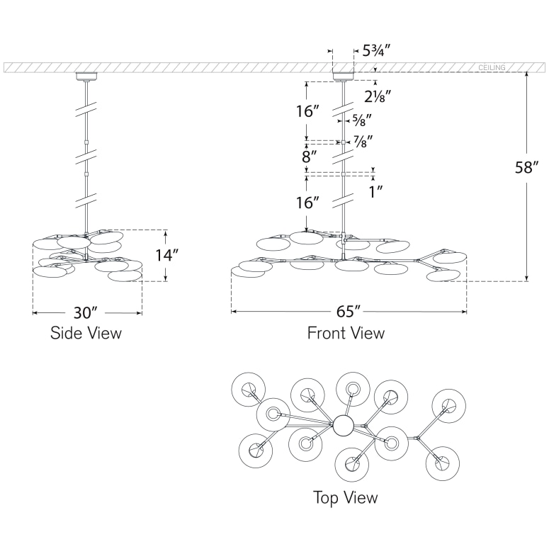 Brindille Extra Large Two Tier Chandelier Suspension Dimensions